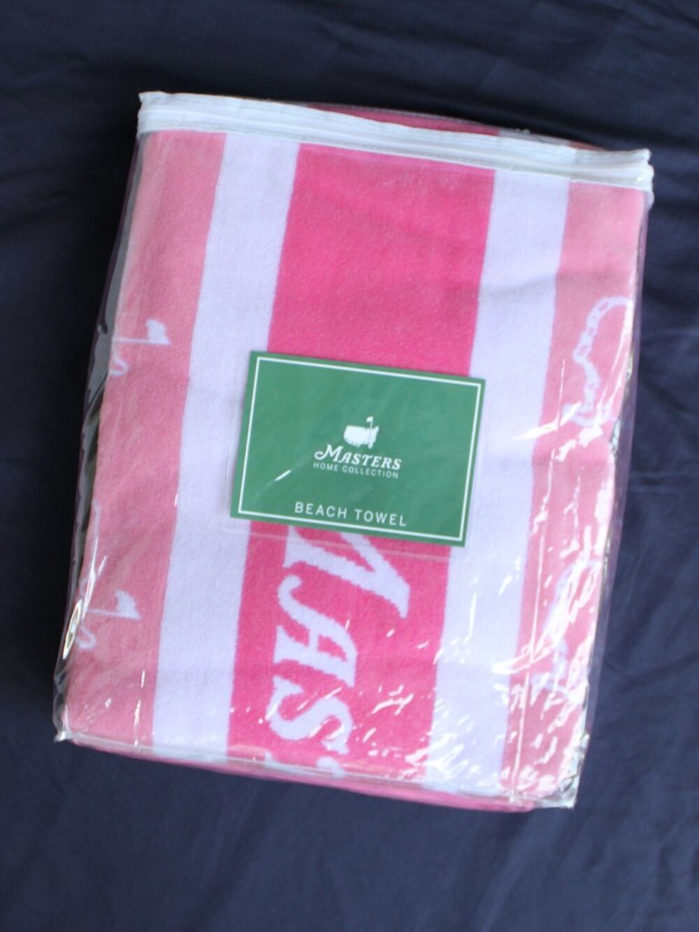 Masters Golf Tournament Pink stripe Beach Towel 67”x 32” Augusta National NWT
